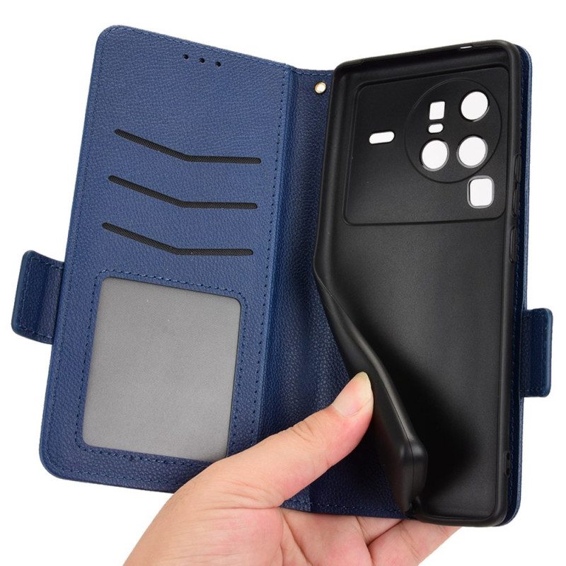 Custodia in pelle Vivo X80 Pro Folio Cover Flap Doppio Nuovi Colori