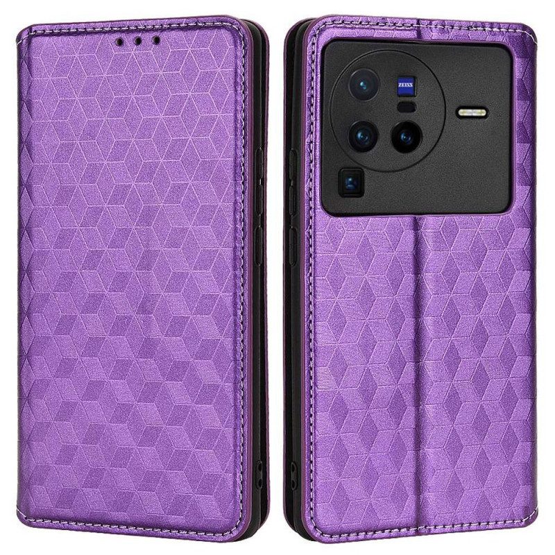 Folio Cover Vivo X80 Pro Custodia in pelle Cubi 3d