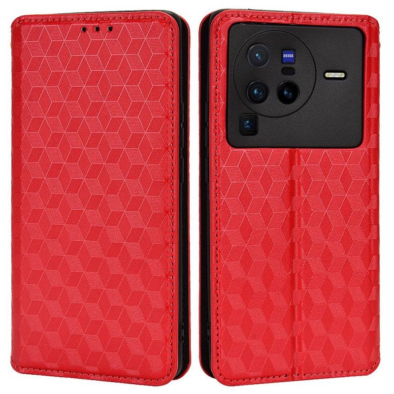 Folio Cover Vivo X80 Pro Custodia in pelle Cubi 3d