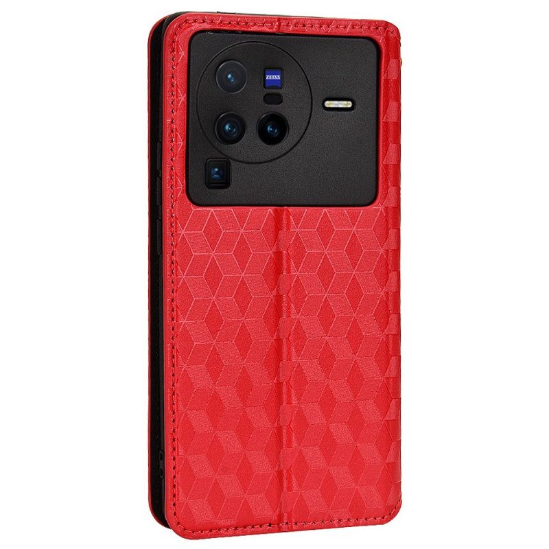 Folio Cover Vivo X80 Pro Custodia in pelle Cubi 3d