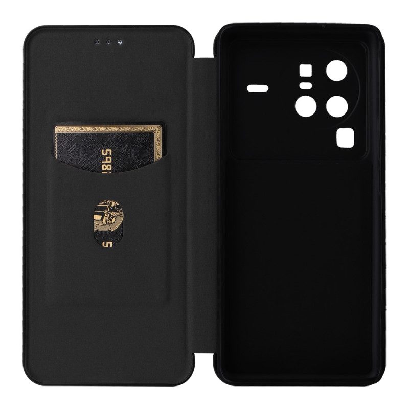 Folio Cover Vivo X80 Pro Custodia in pelle Fibra Di Carbonio Colorata