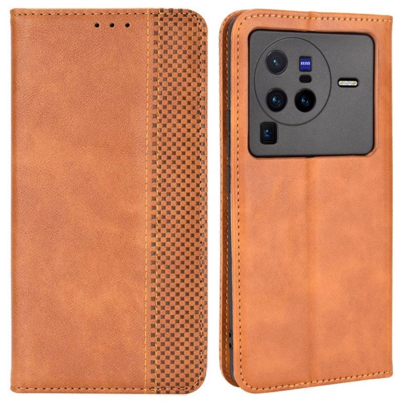 Folio Cover Vivo X80 Pro Custodia in pelle Stilizzato