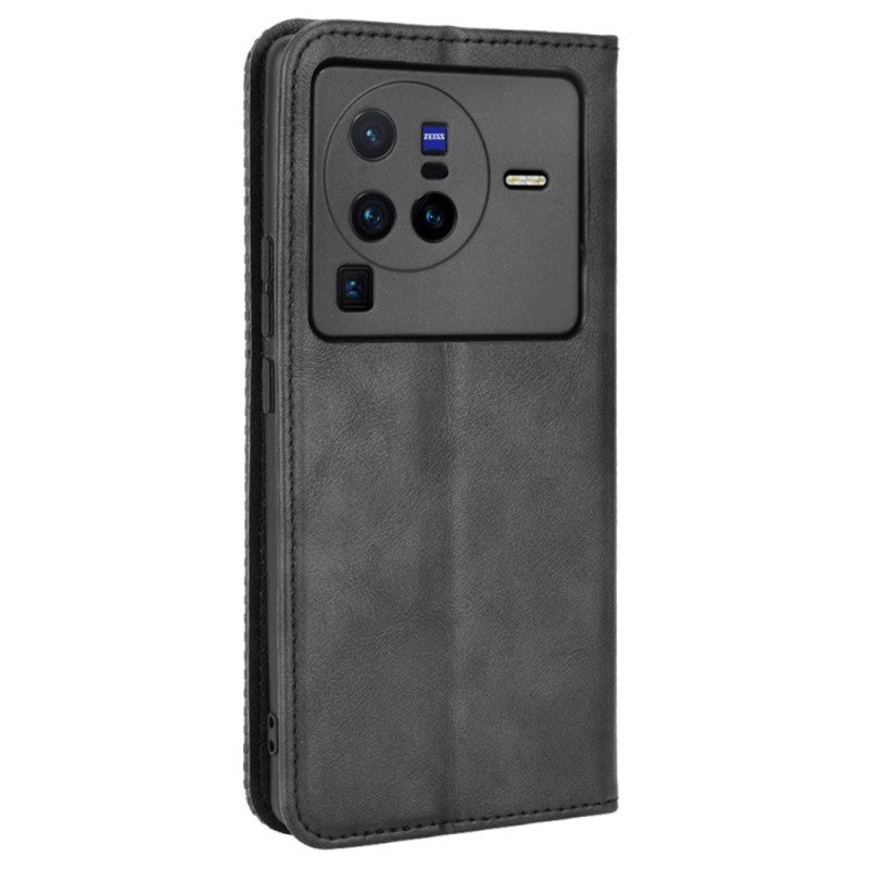 Folio Cover Vivo X80 Pro Custodia in pelle Stilizzato