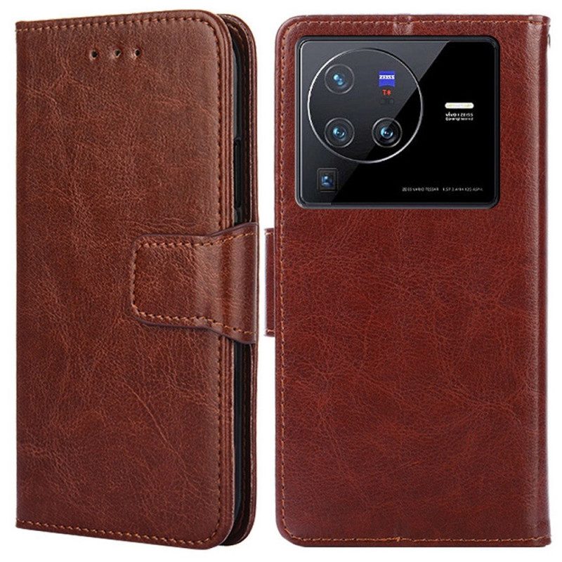 Folio Cover Vivo X80 Pro Stile Vintage In Pelle