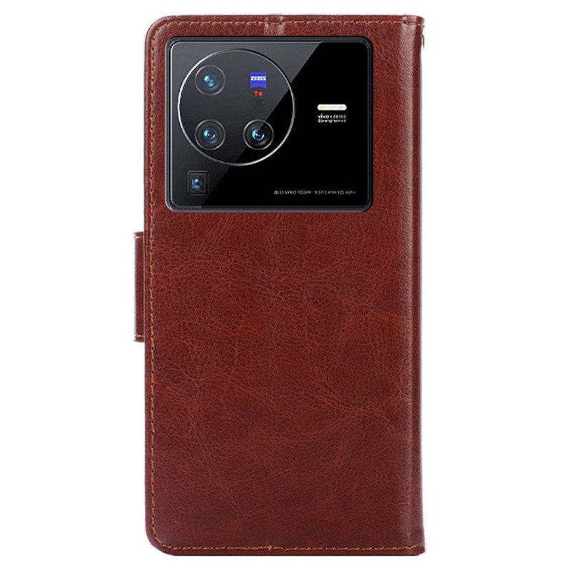 Folio Cover Vivo X80 Pro Stile Vintage In Pelle