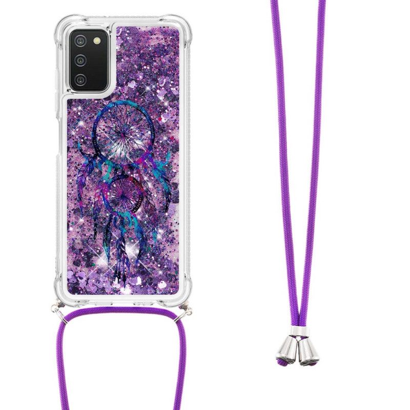 Cover Samsung Galaxy A03s Acchiappasogni Con Coulisse Con Paillettes