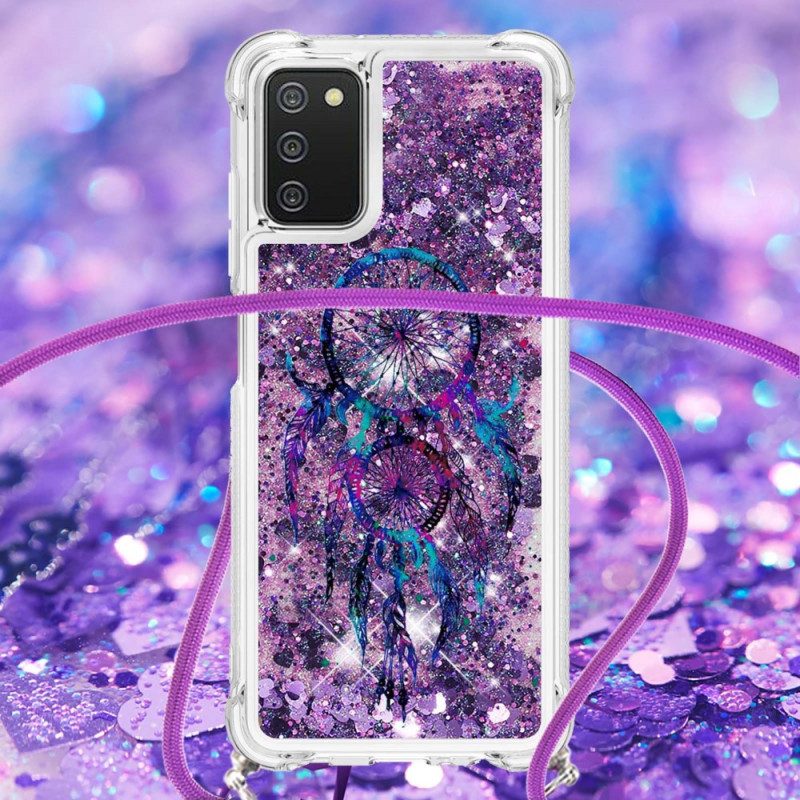 Cover Samsung Galaxy A03s Acchiappasogni Con Coulisse Con Paillettes