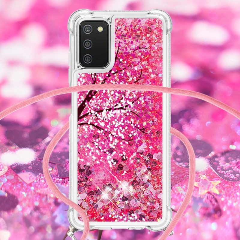 Cover Samsung Galaxy A03s Albero Con Coulisse Di Paillettes