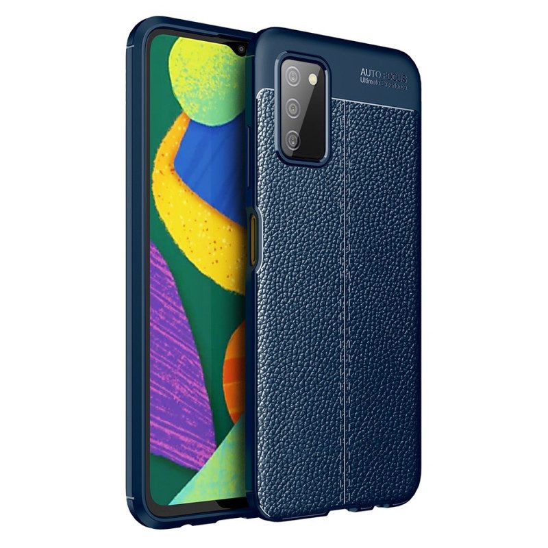 Cover Samsung Galaxy A03s Doppia Linea Litchi Effetto Pelle