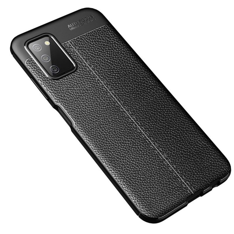 Cover Samsung Galaxy A03s Doppia Linea Litchi Effetto Pelle