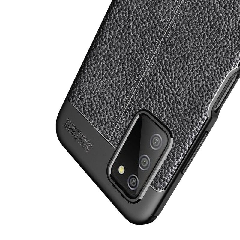 Cover Samsung Galaxy A03s Doppia Linea Litchi Effetto Pelle