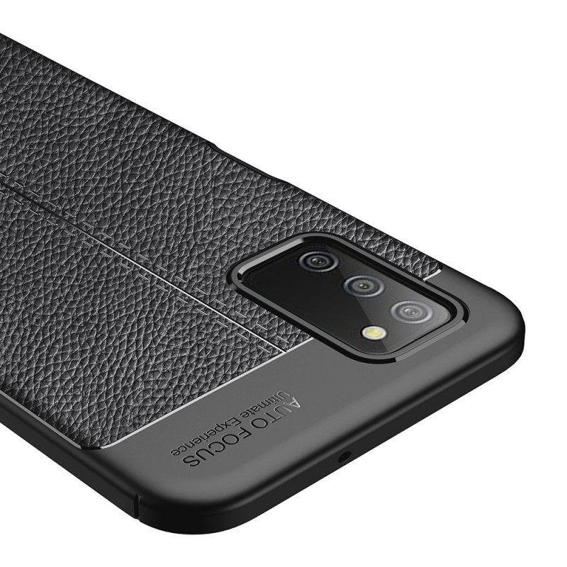 Cover Samsung Galaxy A03s Doppia Linea Litchi Effetto Pelle