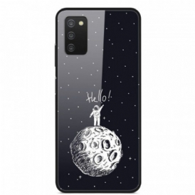 Cover Samsung Galaxy A03s Hello Moon Vetro Temperato