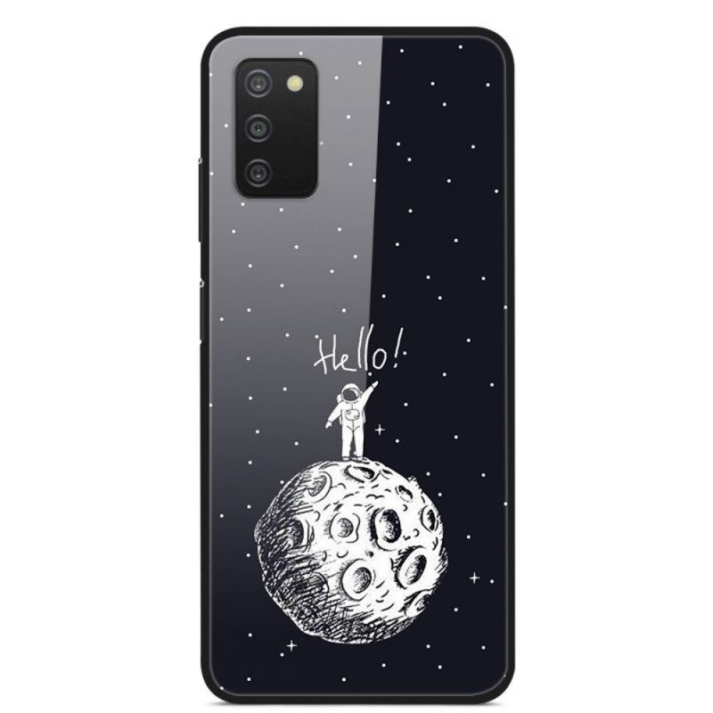 Cover Samsung Galaxy A03s Hello Moon Vetro Temperato