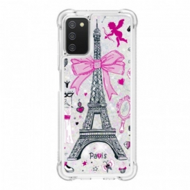 Cover Samsung Galaxy A03s Le Paillettes Della Torre Eiffel