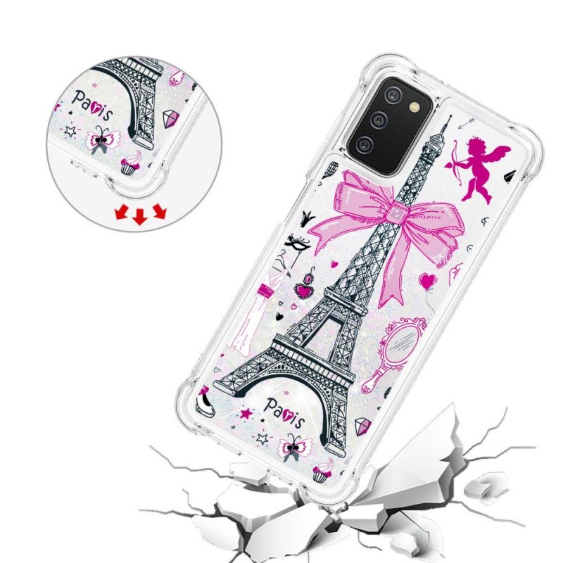 Cover Samsung Galaxy A03s Le Paillettes Della Torre Eiffel