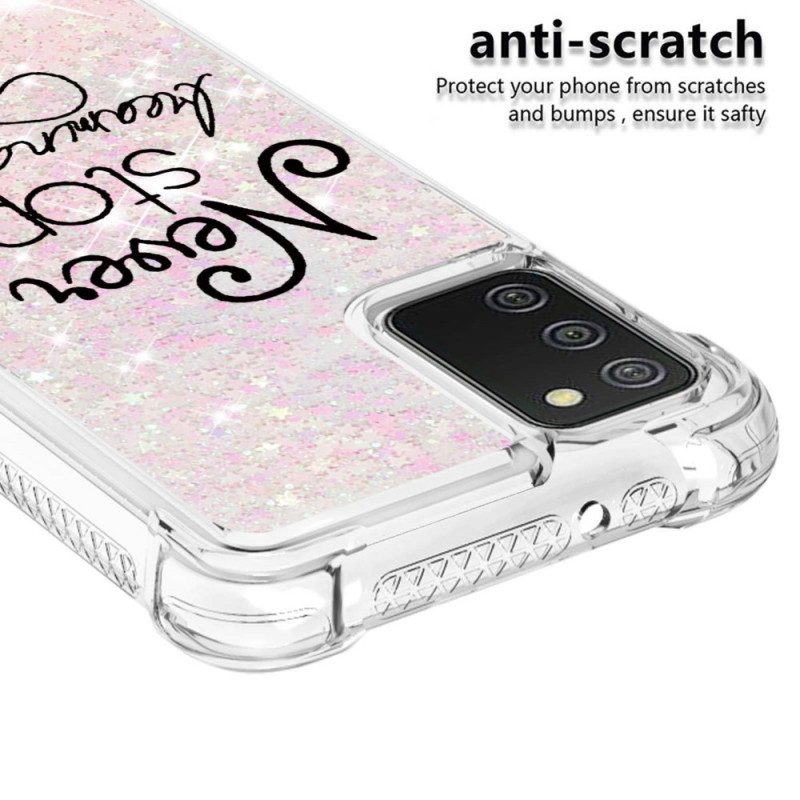 Cover Samsung Galaxy A03s Non Smettere Mai Di Sognare Glitter