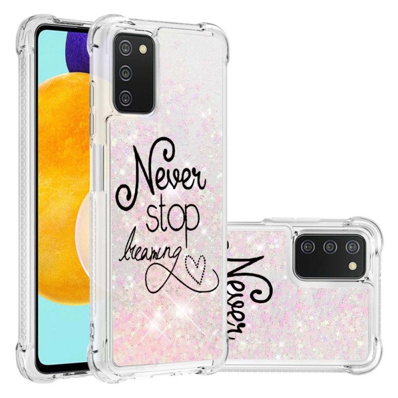 Cover Samsung Galaxy A03s Non Smettere Mai Di Sognare Glitter