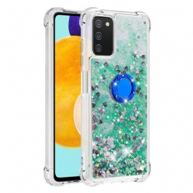 Cover Samsung Galaxy A03s Paillettes Con Supporto Ad Anello