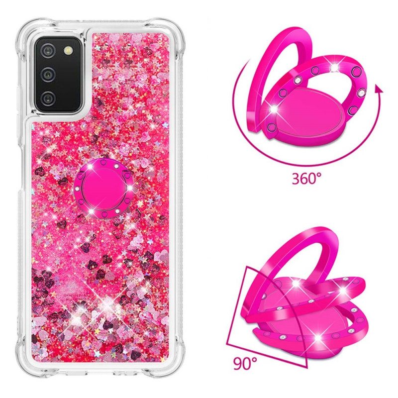 Cover Samsung Galaxy A03s Paillettes Con Supporto Ad Anello