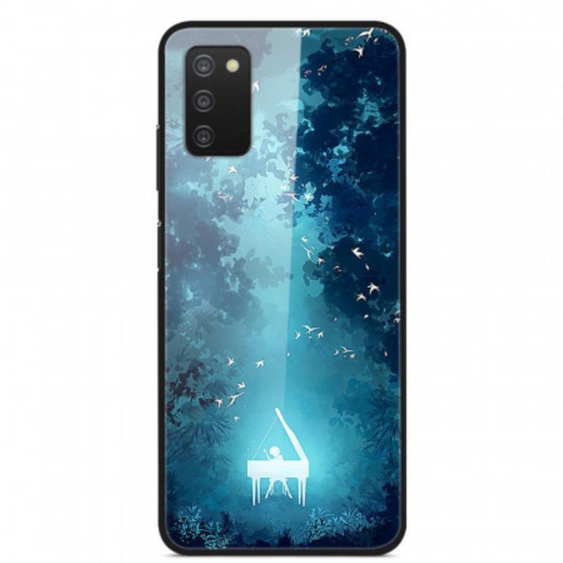 Cover Samsung Galaxy A03s Pianoforte In Vetro Temperato Nella Notte