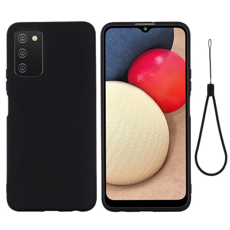 Cover Samsung Galaxy A03s Silicone Liquido Con Cordino