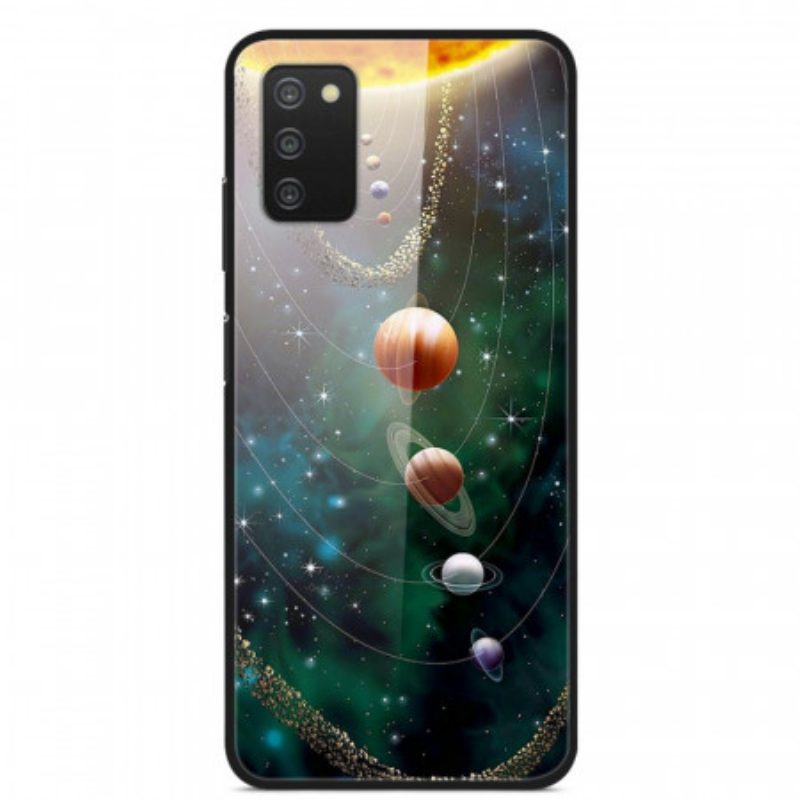 Cover Samsung Galaxy A03s Sistema Solare Pianeta In Vetro Temperato