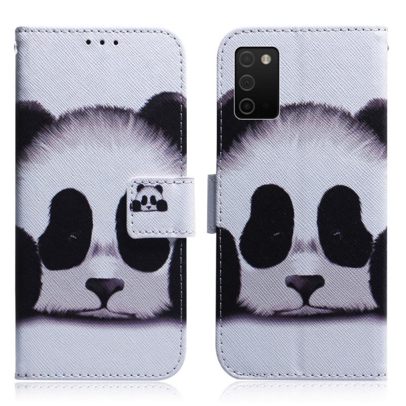 Custodia in pelle Samsung Galaxy A03s Faccia Da Panda