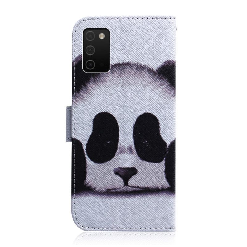 Custodia in pelle Samsung Galaxy A03s Faccia Da Panda