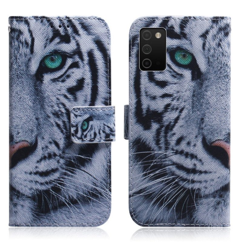 Custodia in pelle Samsung Galaxy A03s Faccia Da Tigre