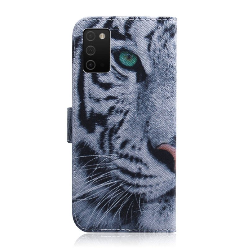 Custodia in pelle Samsung Galaxy A03s Faccia Da Tigre