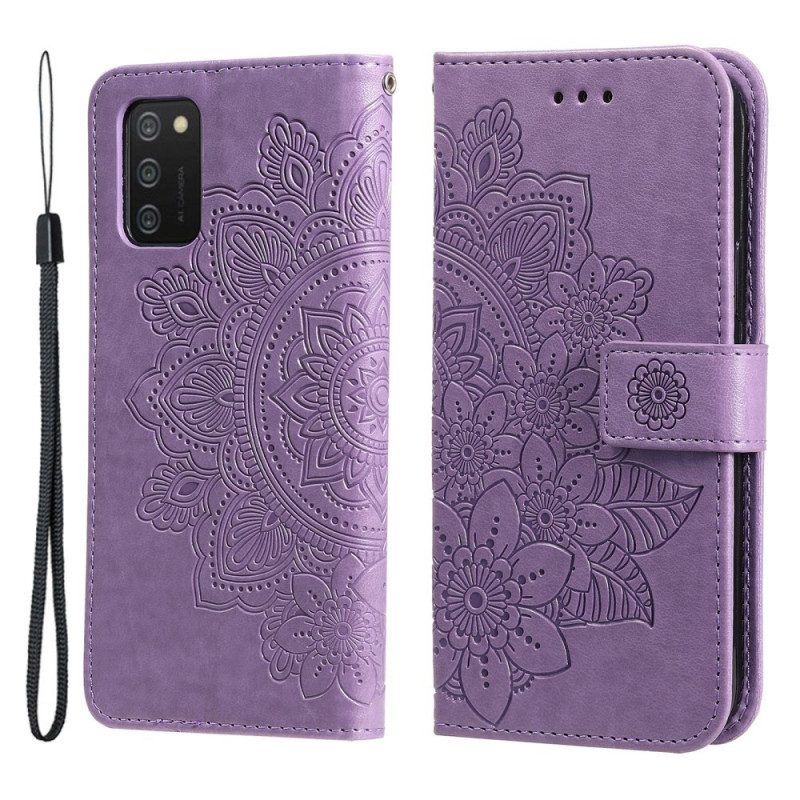 Custodia in pelle Samsung Galaxy A03s Fiore Mandala