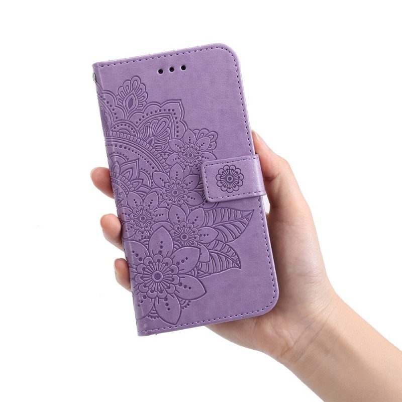 Custodia in pelle Samsung Galaxy A03s Fiore Mandala