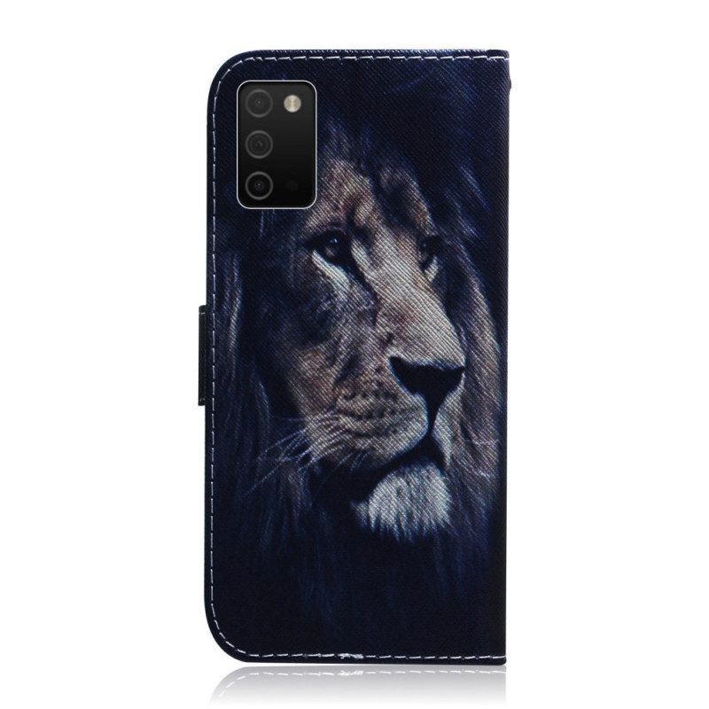 Custodia in pelle Samsung Galaxy A03s Leone Sognante