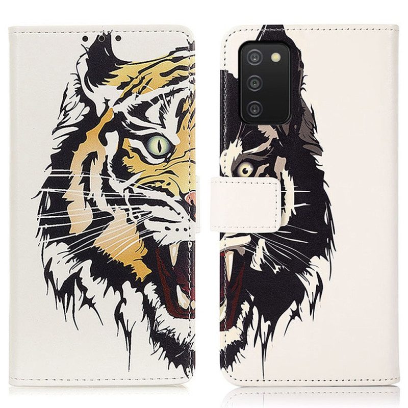 Custodia in pelle Samsung Galaxy A03s Tigre Feroce