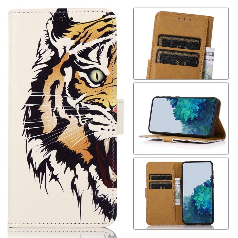 Custodia in pelle Samsung Galaxy A03s Tigre Feroce