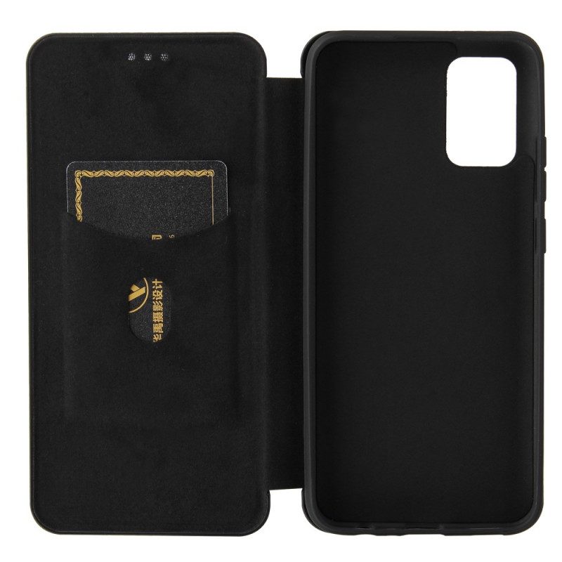 Folio Cover Samsung Galaxy A03s Custodia in pelle Fibra Di Carbonio