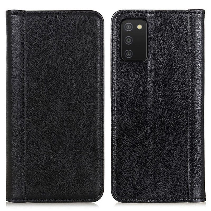 Folio Cover Samsung Galaxy A03s Custodia in pelle Litchi Business Crosta Di Cuoio