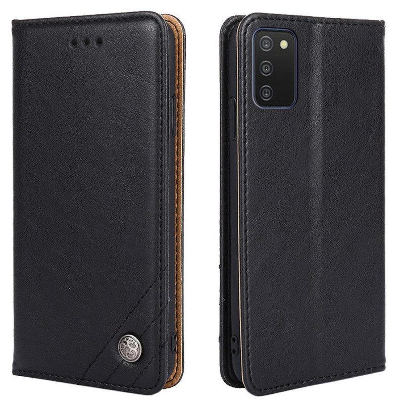 Folio Cover Samsung Galaxy A03s Custodia in pelle Rivetto In Pelle Stile