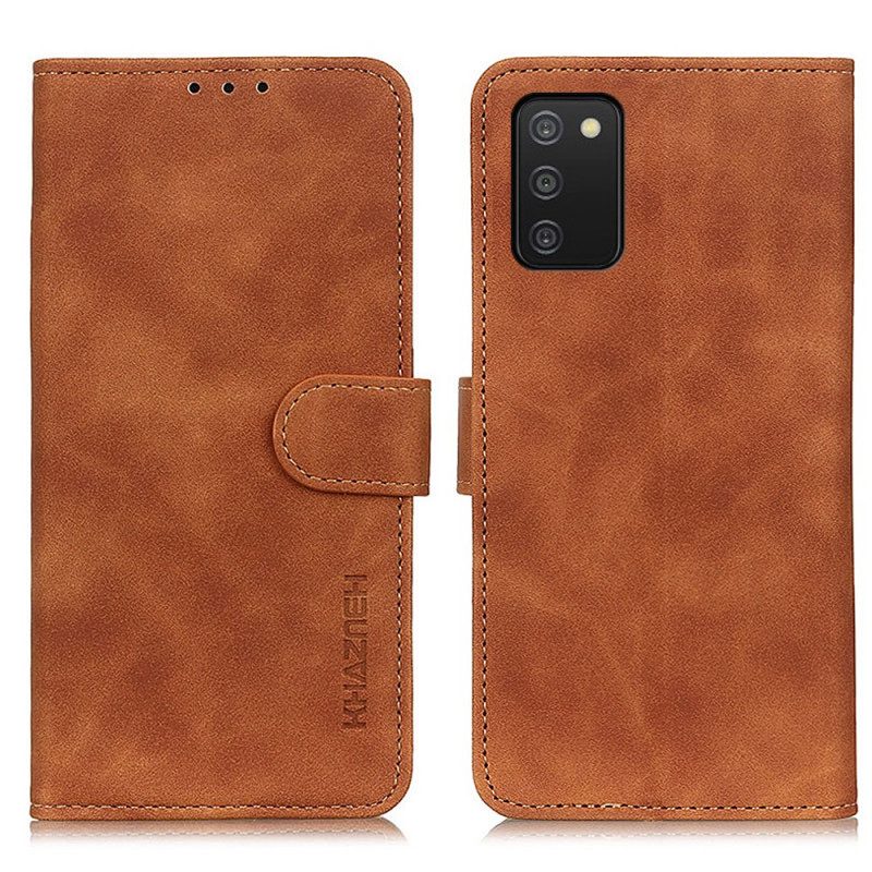 Folio Cover Samsung Galaxy A03s Khazneh Effetto Pelle Vintage