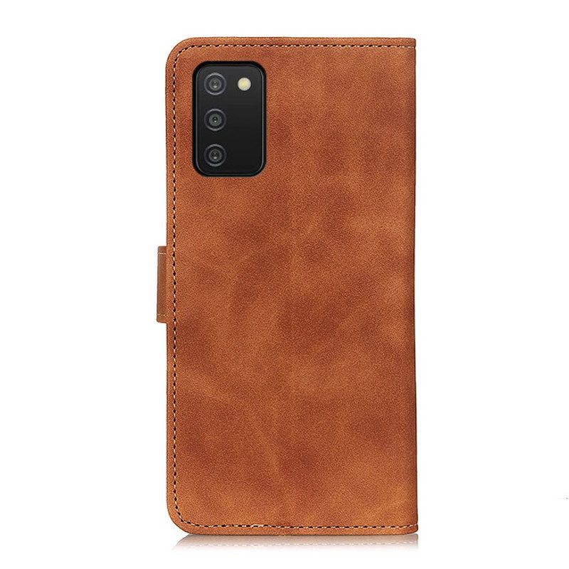 Folio Cover Samsung Galaxy A03s Khazneh Effetto Pelle Vintage