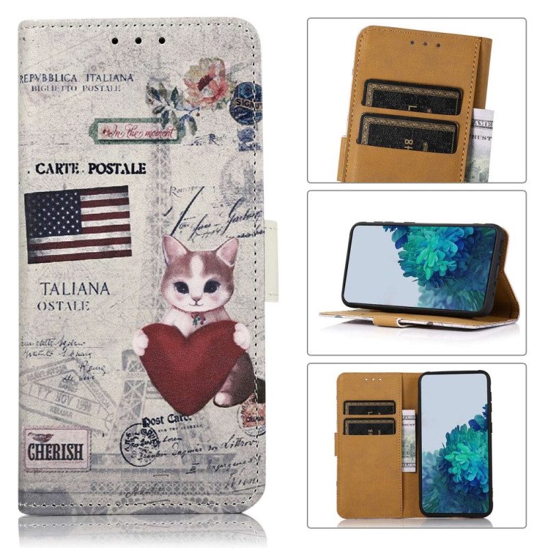 Custodia A Portafoglio OnePlus 10T 5G Gatto Viaggiatore