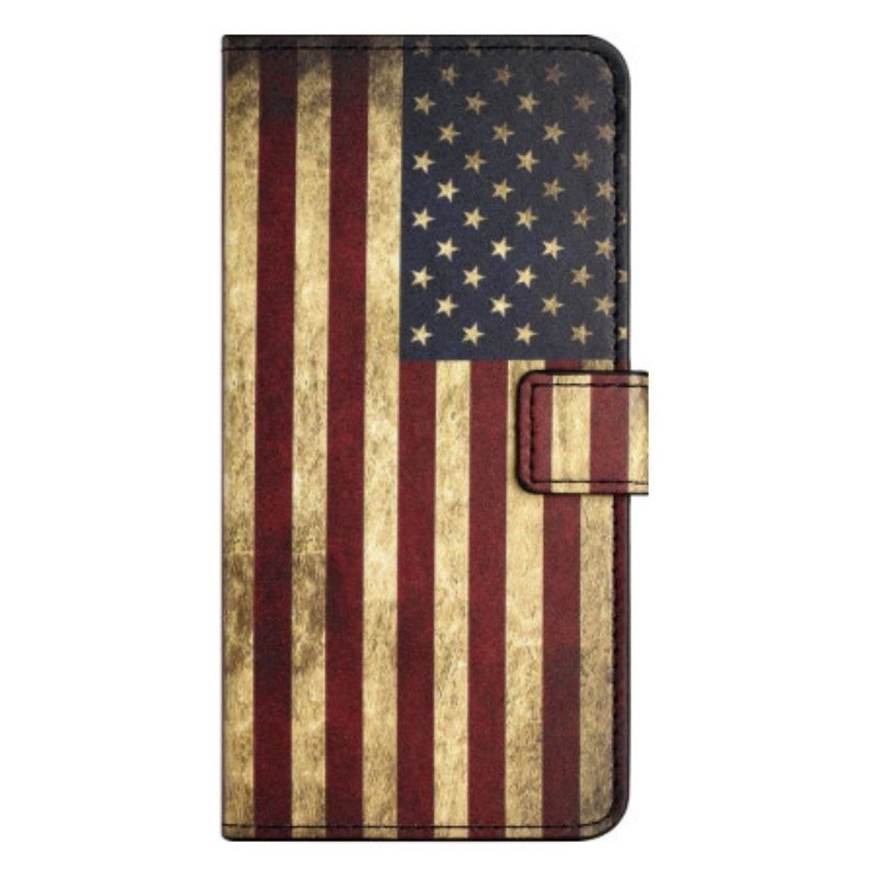 Custodia in pelle OnePlus 10T 5G Bandiera Americana D'epoca