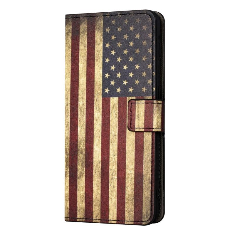 Custodia in pelle OnePlus 10T 5G Bandiera Americana D'epoca