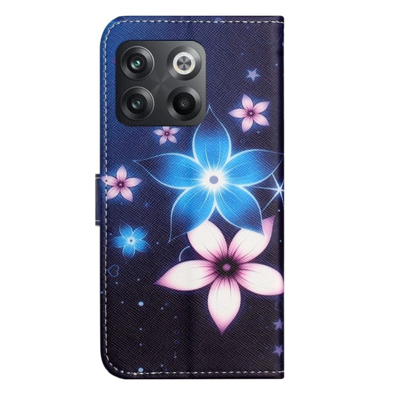 Custodia in pelle OnePlus 10T 5G Cinturino Lunare Fiori