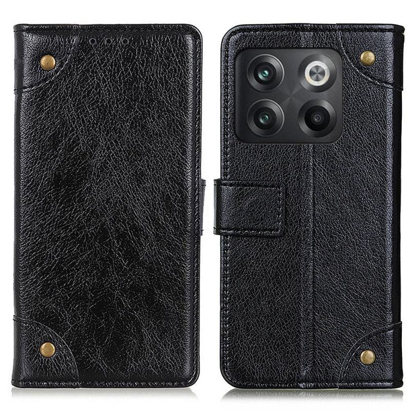 Custodia in pelle OnePlus 10T 5G Rivetti Vintage In Pelle Nappa Stile