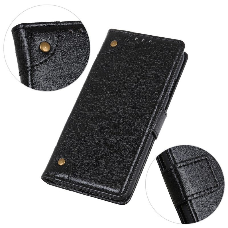 Custodia in pelle OnePlus 10T 5G Rivetti Vintage In Pelle Nappa Stile