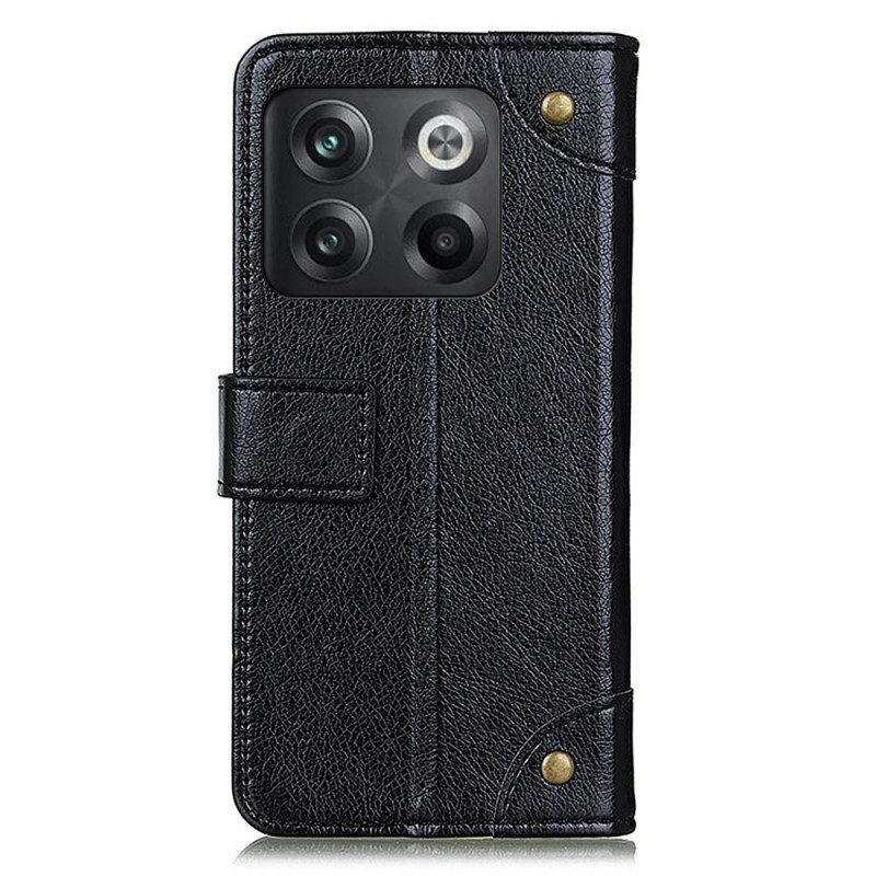 Custodia in pelle OnePlus 10T 5G Rivetti Vintage In Pelle Nappa Stile