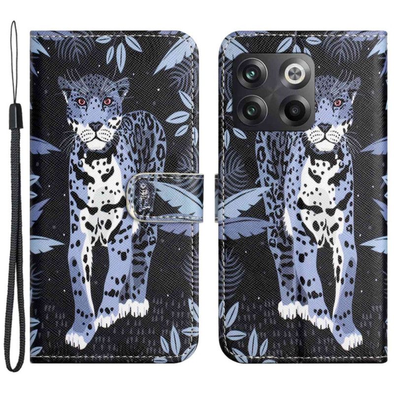 Folio Cover OnePlus 10T 5G Leopardo Con Spalline