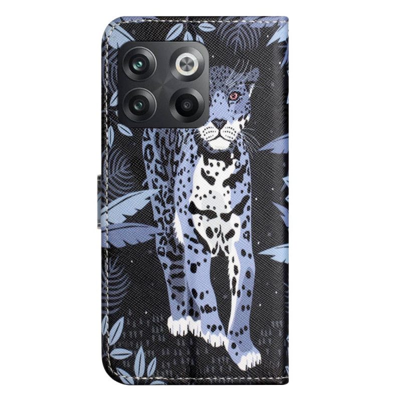 Folio Cover OnePlus 10T 5G Leopardo Con Spalline